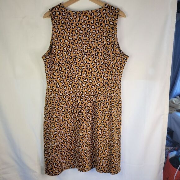 Leopard Print Pink And Mustard Sleeveless Pencil Dress - Picture 5 of 11